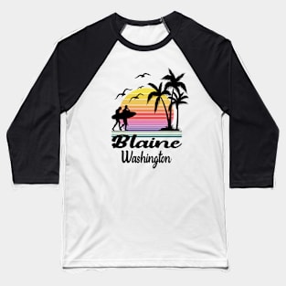 Blaine Washington Seaside Retro Sunset Baseball T-Shirt